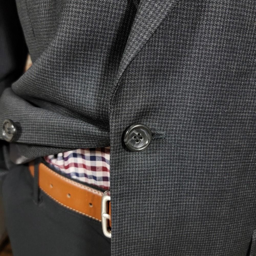 Jones New York Classic Mens Sport Houndstooth Charcoal Worsted Wool Cashmere 42R - Picture 7 of 16